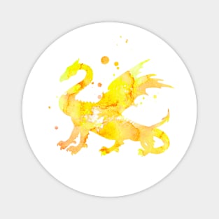 Yellow Dragon Watercolor Painting Magnet